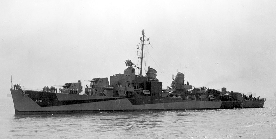USS Borie (DD-704) circa late 1944 — the destroyer Edward served aboard as Chief Boatswain's Mate from 1947 to 1948