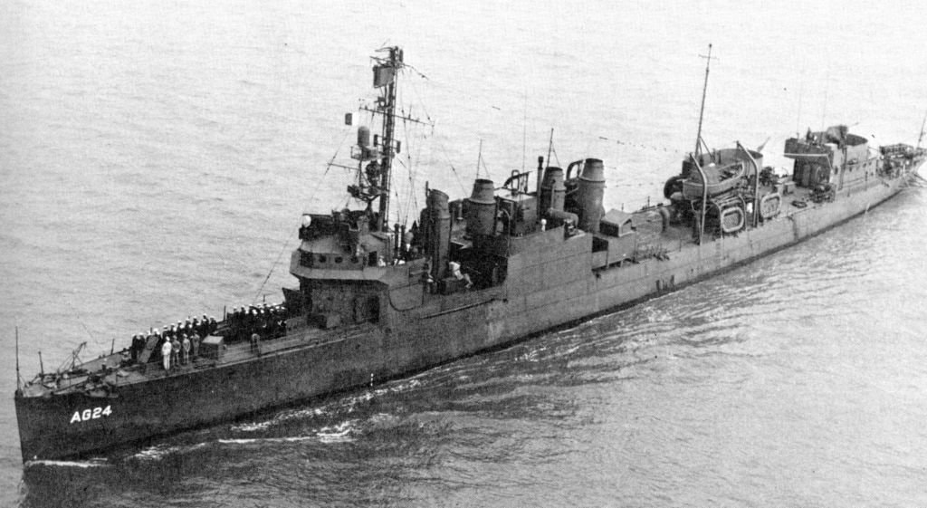 USS Semmes (AG-24) underway — the vessel Edward Indigaro served aboard from 1939 through 1944, rising from Coxswain to Chief Boatswain's Mate