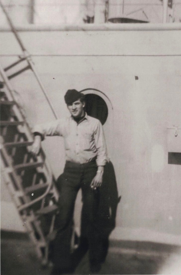 George Edward Vielhauer Jr. on deck, United States Navy
