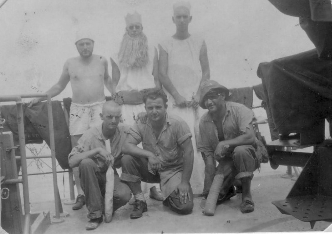 Sailors on deck, United States Navy, circa WWII